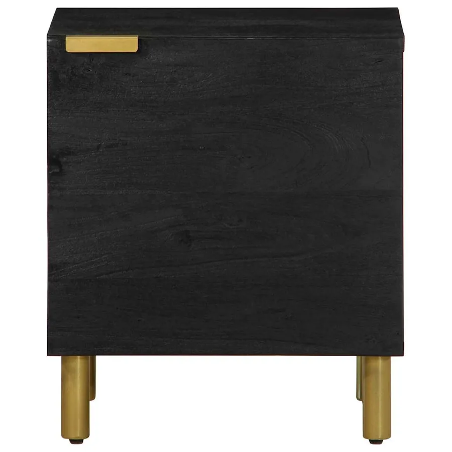 Tables de chevet 2 pcs noir 40x33x46 cm bois de manguier solide - 4