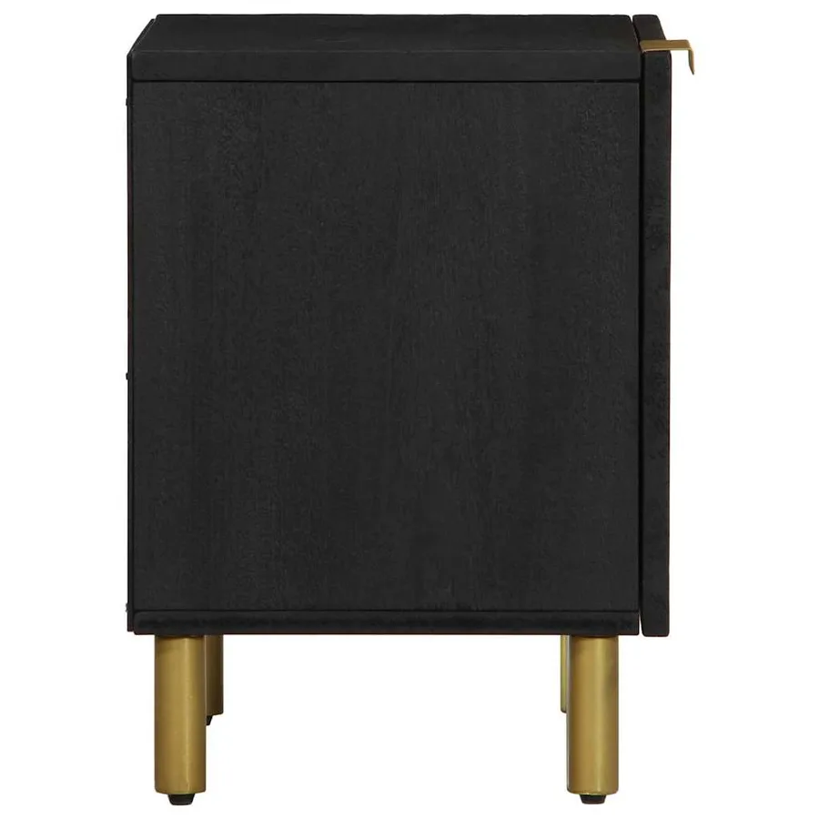 Tables de chevet 2 pcs noir 40x33x46 cm bois de manguier solide - 5