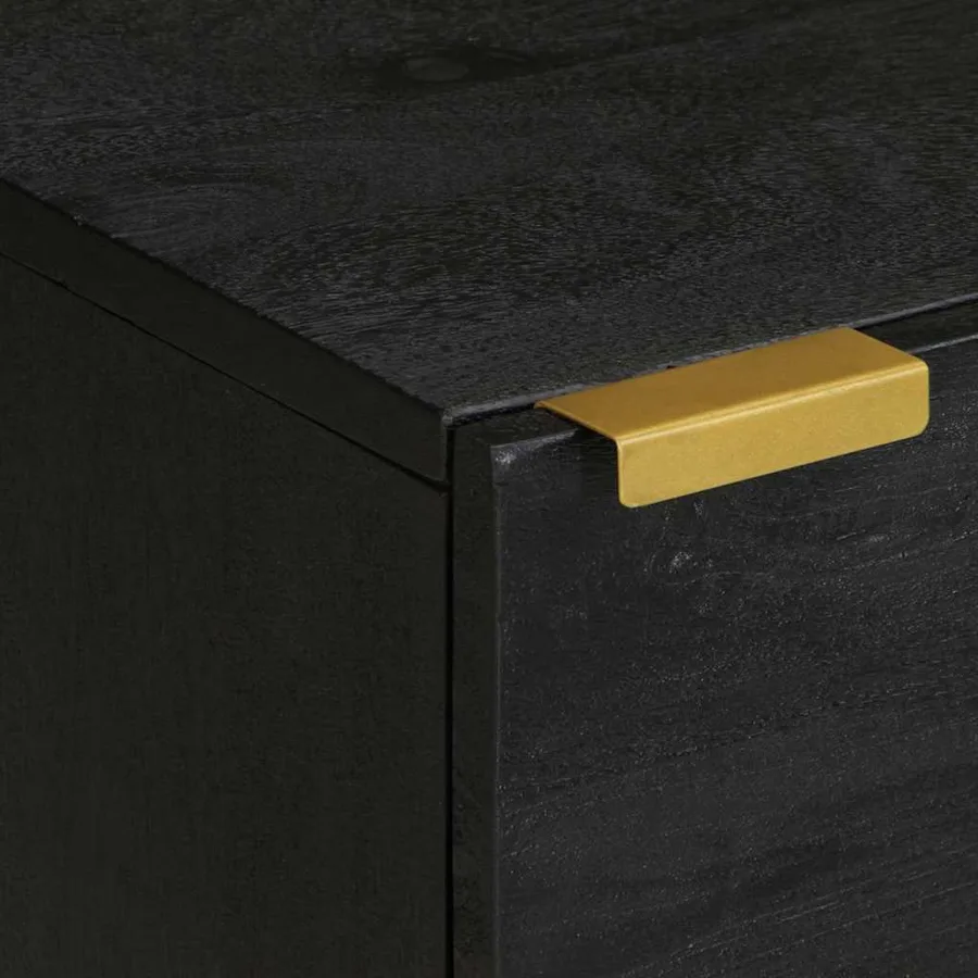 Tables de chevet 2 pcs noir 40x33x46 cm bois de manguier solide - 7