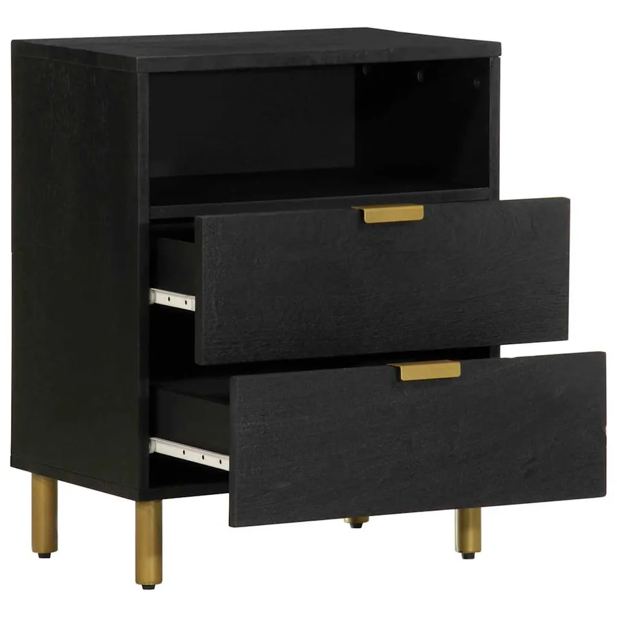 Table de chevet noir 50x33x62 cm bois d'ingénierie - 2
