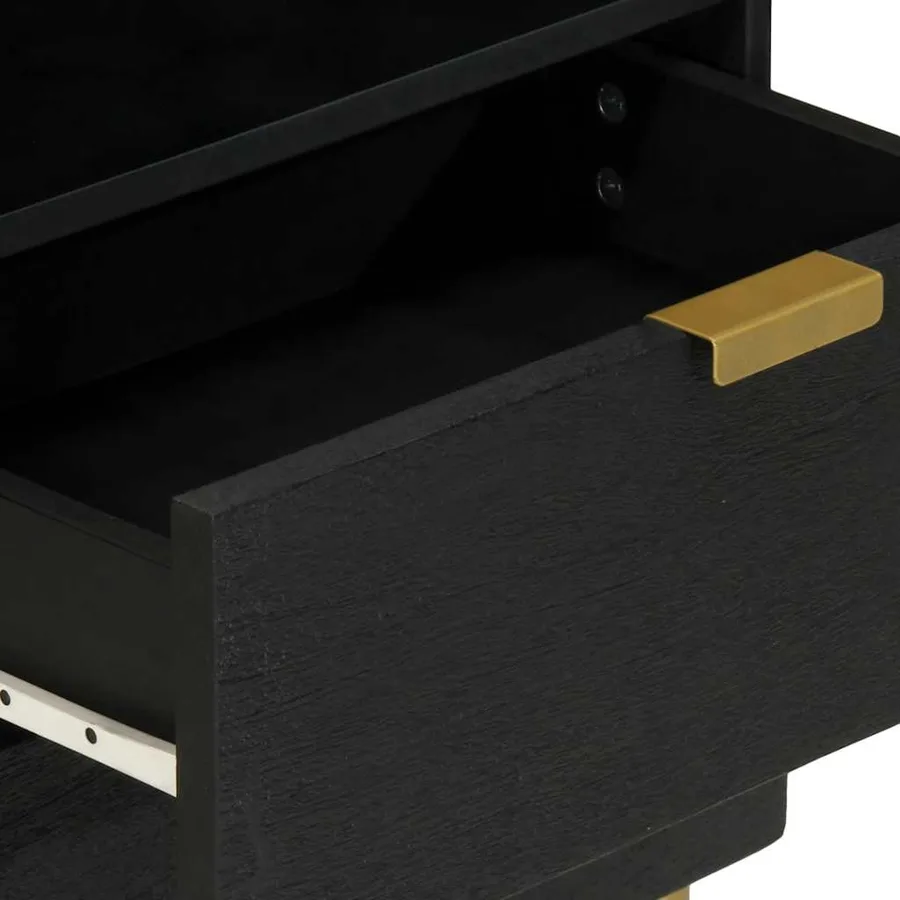 Table de chevet noir 50x33x62 cm bois d'ingénierie - 7