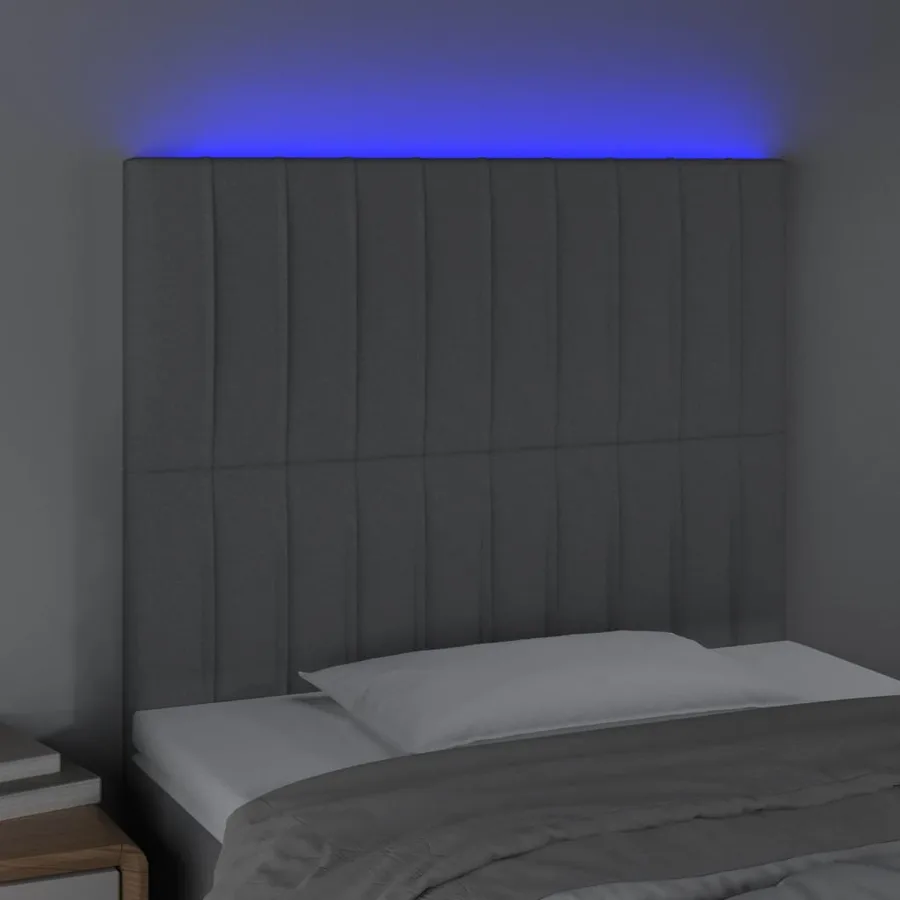 Tête de lit à LED Gris clair 100x5x118/128 cm Tissu - 3
