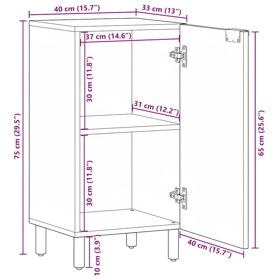 Buffet noir 40x33x75 cm bois d'ingénierie - 11
