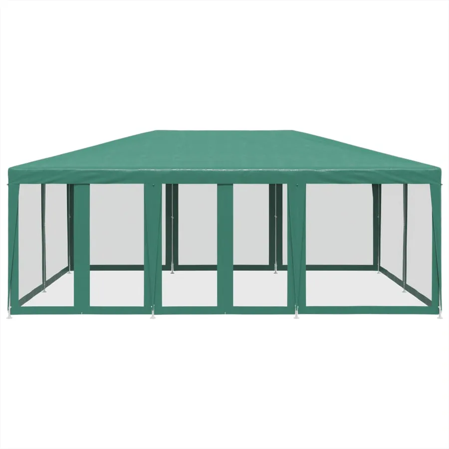 Tente de fête avec 10 parois latérales en maille vert 6x4m PEHD - 3