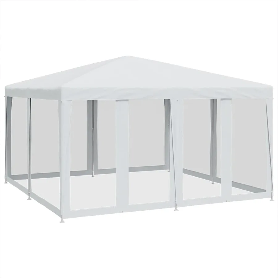 Tente de fête avec 8 parois latérales en maille blanc 4x4m PEHD - 2