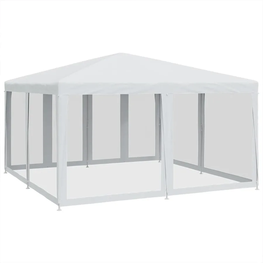 Tente de fête avec 8 parois latérales en maille blanc 4x4m PEHD - 5