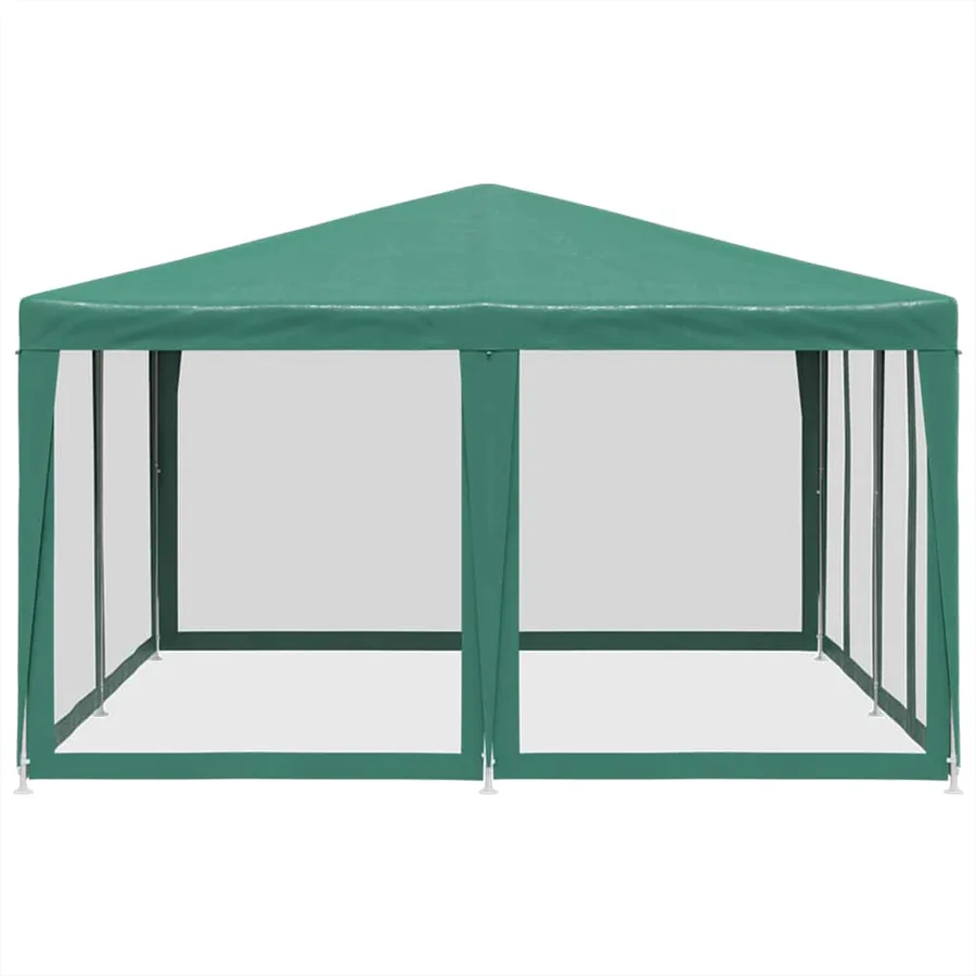 Tente de fête avec 8 parois latérales en maille vert 4x4 m PEHD - 4