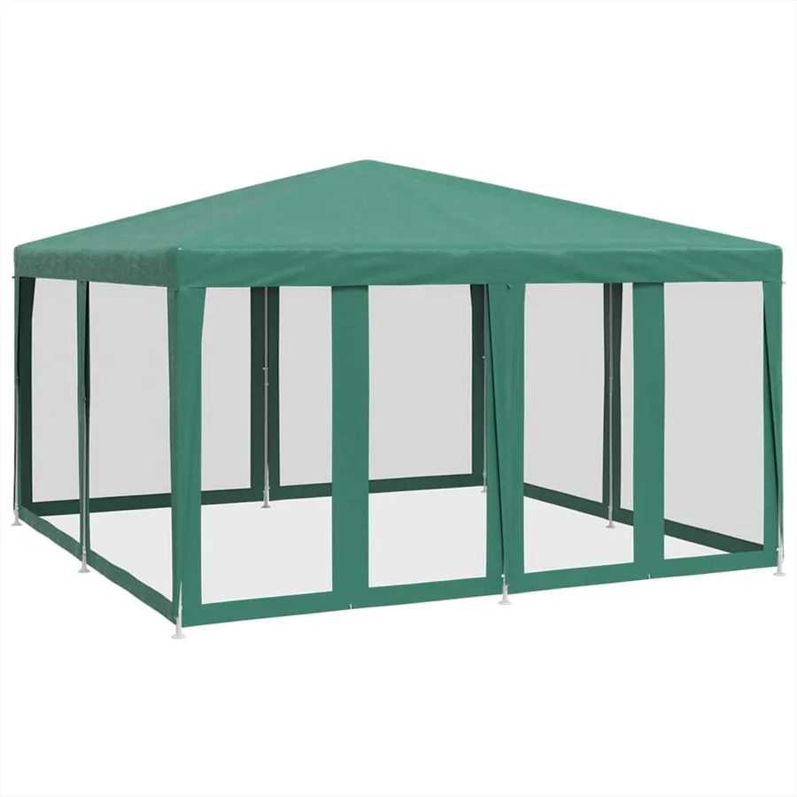 Tente de fête avec 8 parois latérales en maille vert 4x4 m PEHD - 5
