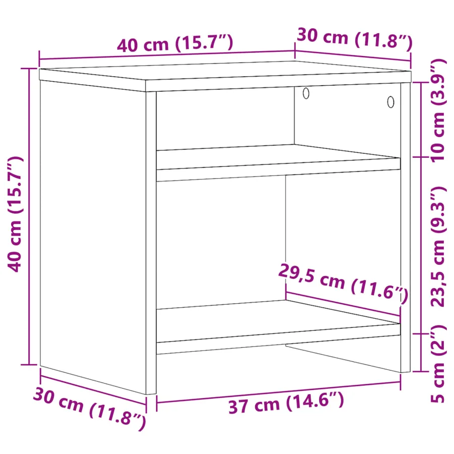 Table de chevet vieux bois 40x30x40 cm bois d'ingénierie - 10