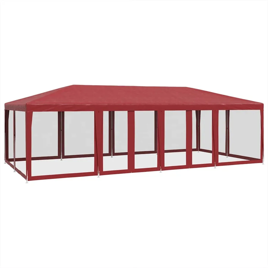 Tente de fête avec 12parois latérales en maille rouge 8x4m PEHD - 2