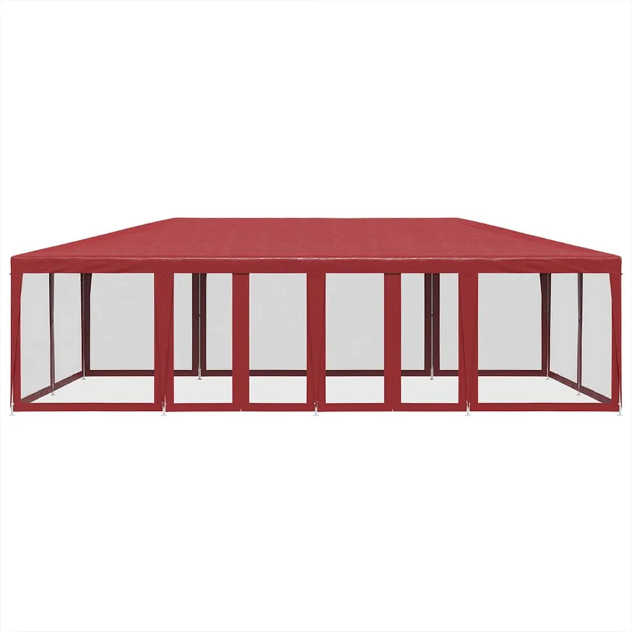Tente de fête avec 12parois latérales en maille rouge 8x4m PEHD - 3