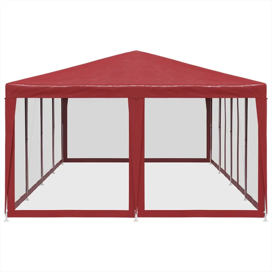 Tente de fête avec 12parois latérales en maille rouge 8x4m PEHD - 4