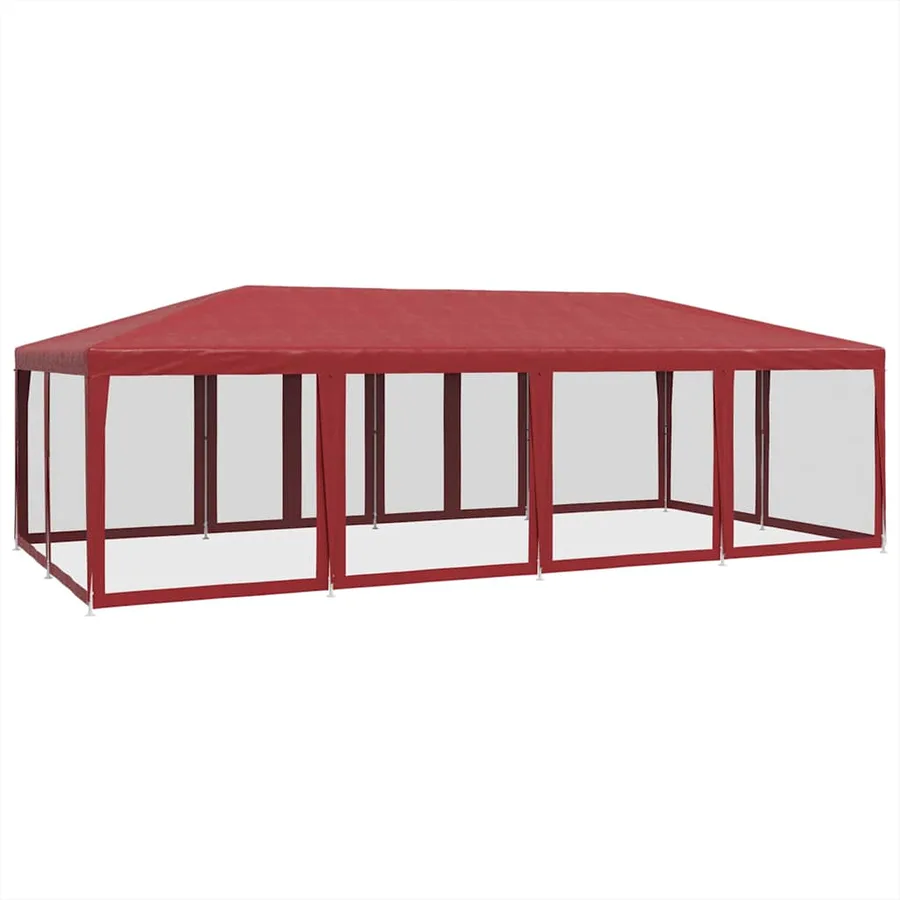 Tente de fête avec 12parois latérales en maille rouge 8x4m PEHD - 5
