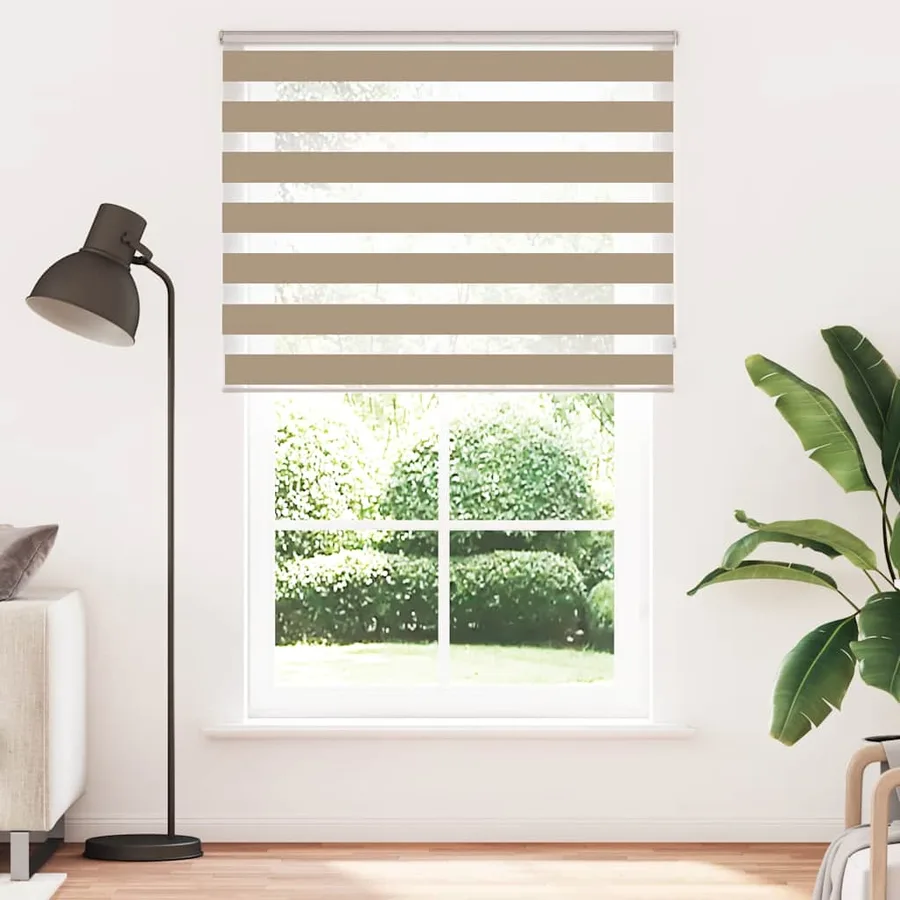 Store zèbre marron sable largeur du tissu 140,9 cm polyester - 2