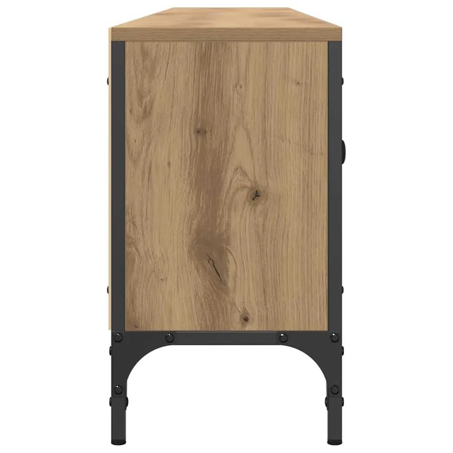 Meuble TV à tiroir chêne artisanal 200x25x44 cm bois ingénierie - 6