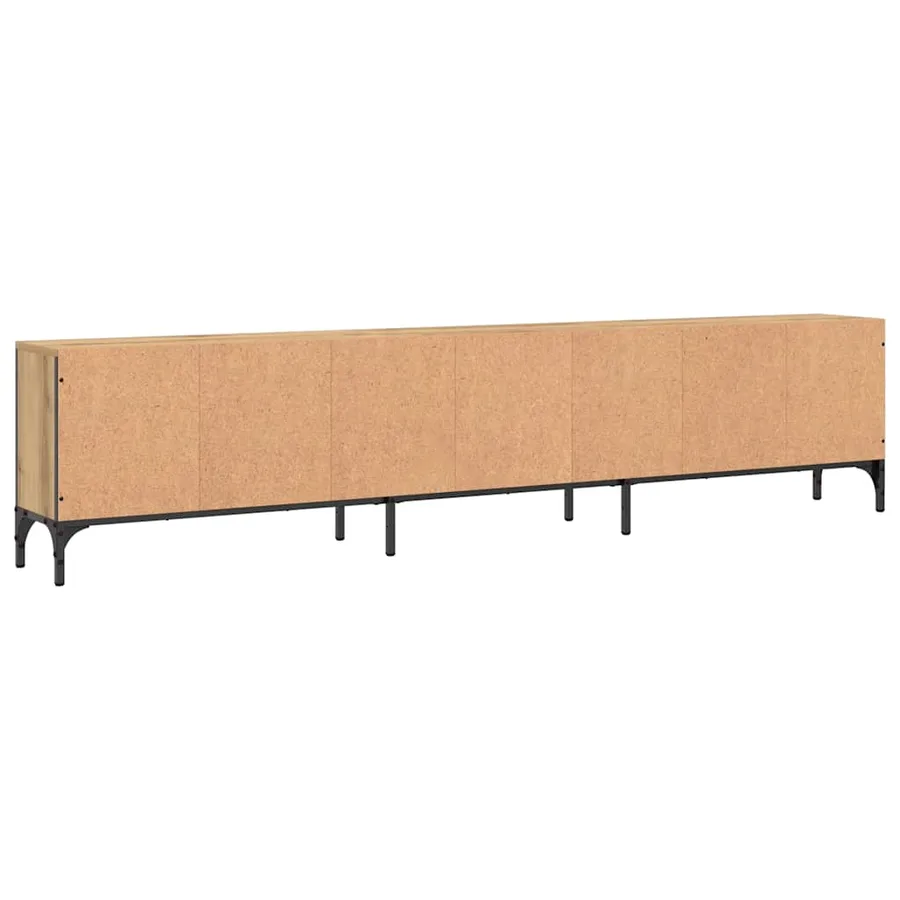 Meuble TV à tiroir chêne artisanal 200x25x44 cm bois ingénierie - 7