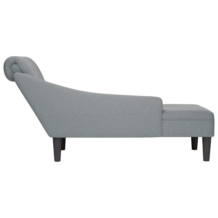 Fauteuil long avec coussin et accoudoir droit gris clair tissu - 5