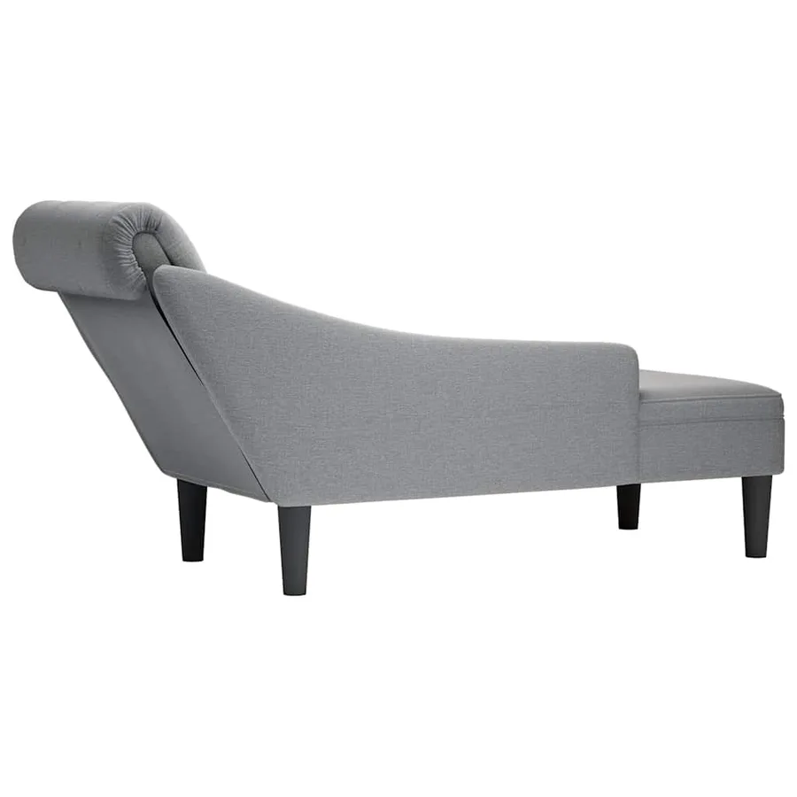 Fauteuil long avec coussin et accoudoir droit gris clair tissu - 6
