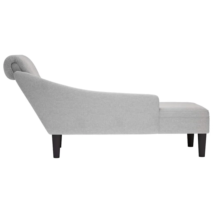 Fauteuil long avec coussin et accoudoir droit gris nuage tissu - 5