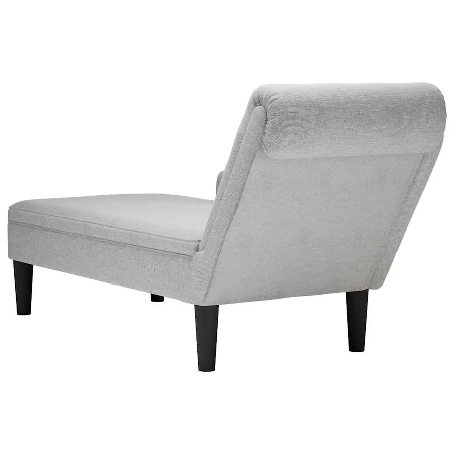 Fauteuil long avec coussin et accoudoir droit gris nuage tissu - 6