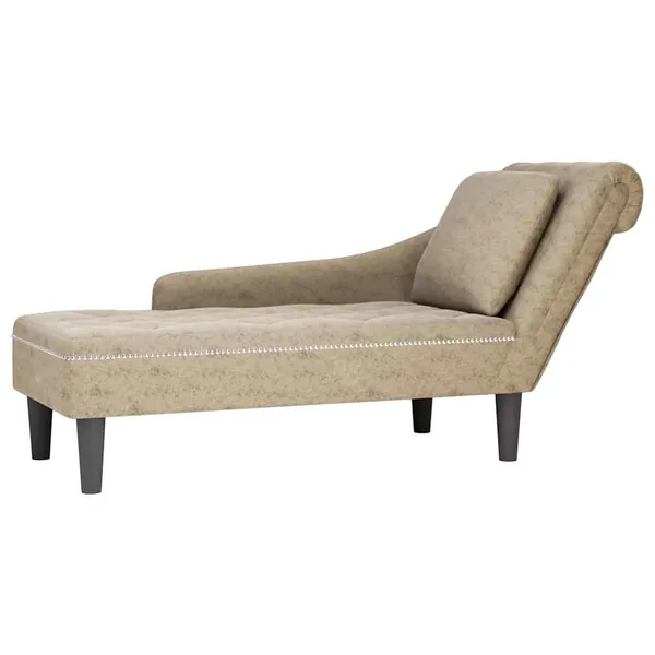 Fauteuil long et coussin/accoudoir droit gris clair simili cuir
