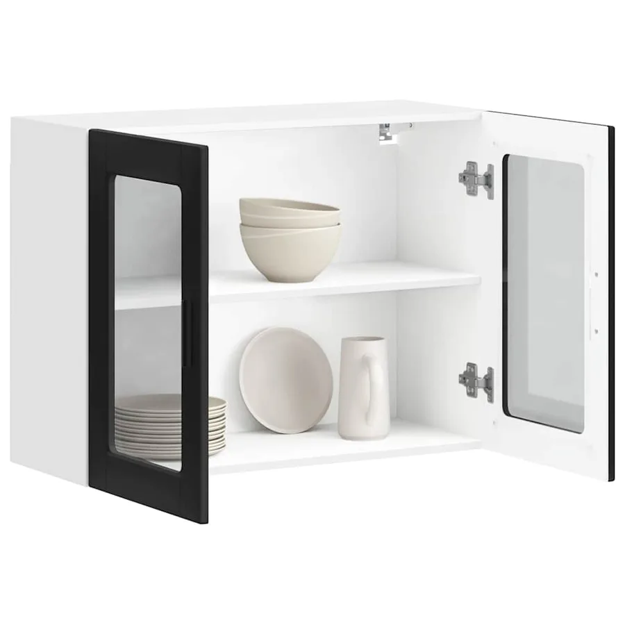 Armoire murale de cuisine avec porte en verre Porto noir - 5