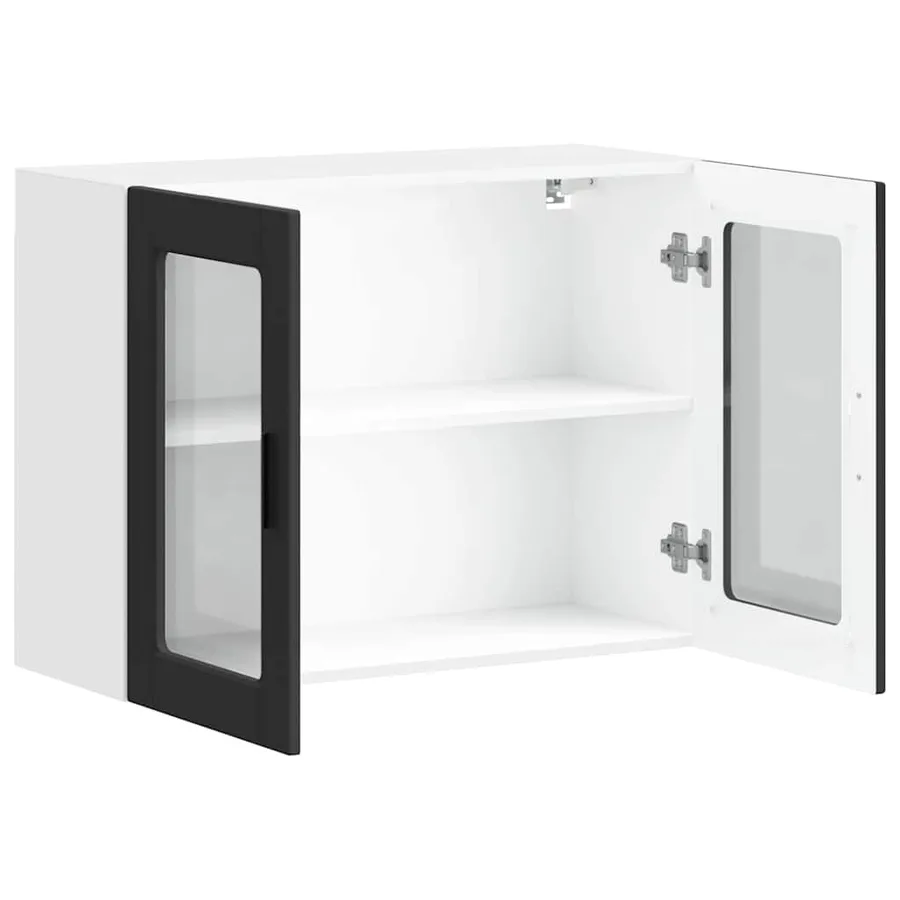 Armoire murale de cuisine avec porte en verre Porto noir - 6
