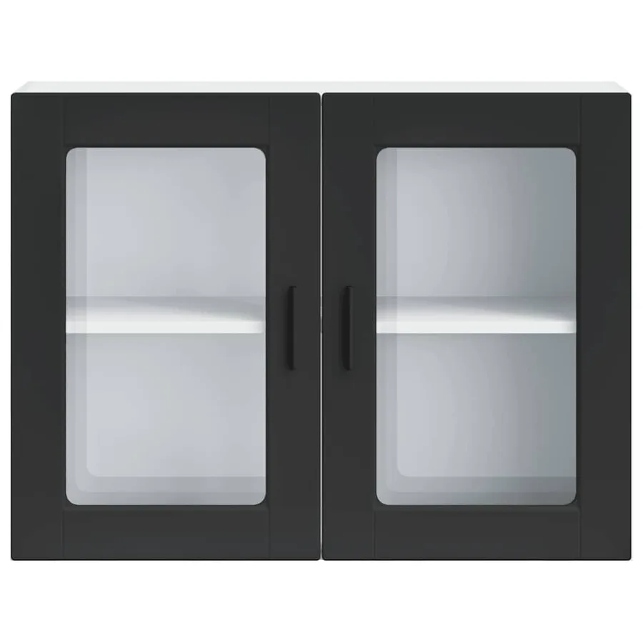Armoire murale de cuisine avec porte en verre Porto noir - 7