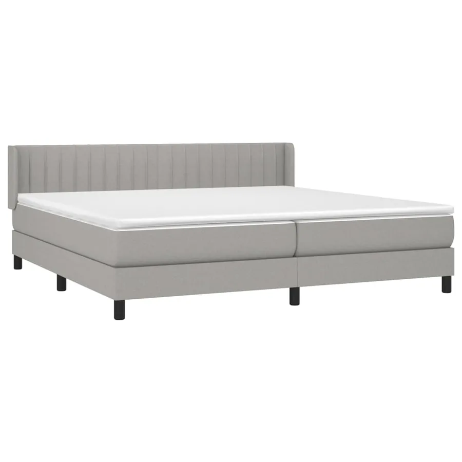 Sommier à lattes de lit avec matelas Gris clair 200x200cm Tissu - 3