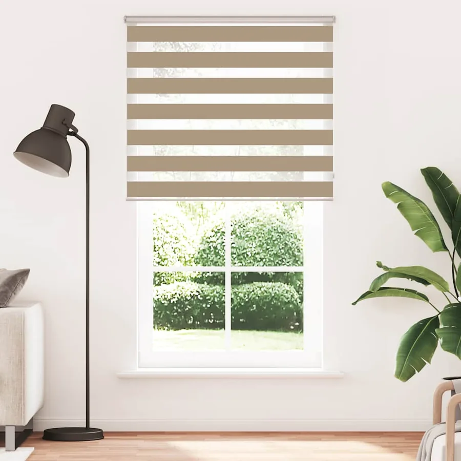 Store zèbre marron sable largeur du tissu 130,9 cm polyester - 2