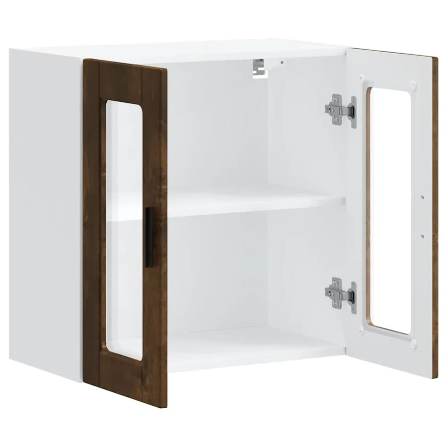 Armoire murale de cuisine avec porte en verre Porto chêne fumé - 5