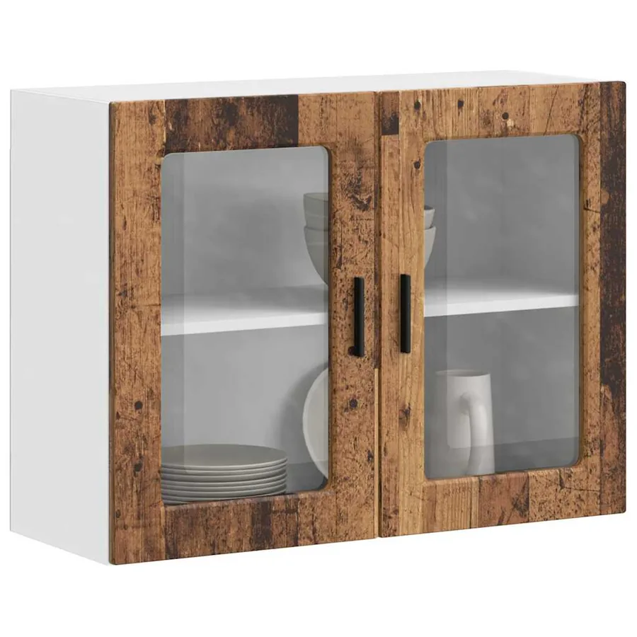 Armoire murale de cuisine avec porte en verre Porto vieux bois - 4