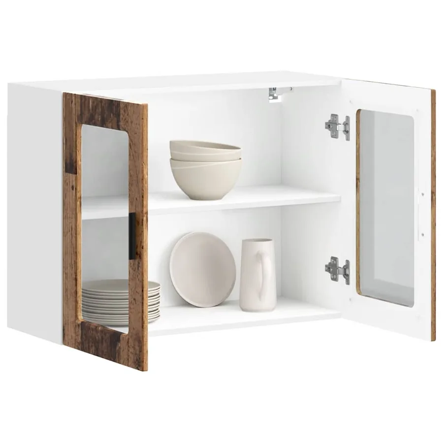 Armoire murale de cuisine avec porte en verre Porto vieux bois - 5