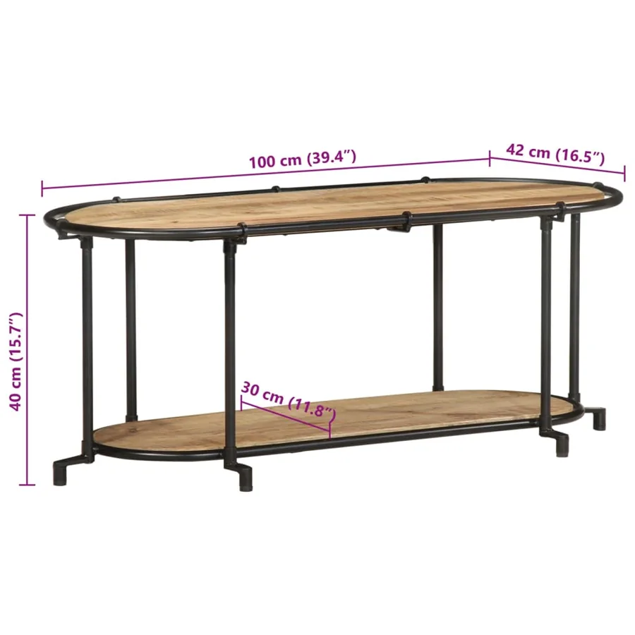 Meuble TV 100x42x40 cm bois massif de manguier brut - 11