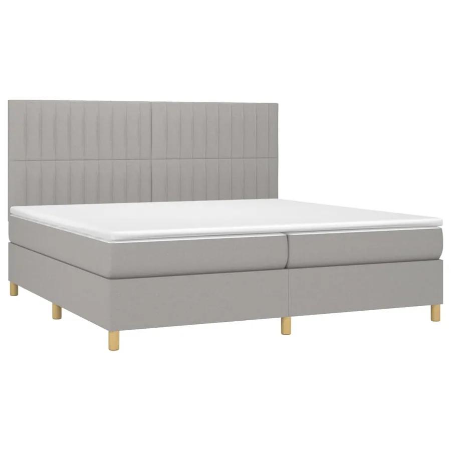 Sommier à lattes de lit avec matelas Gris clair 200x200cm Tissu - 3