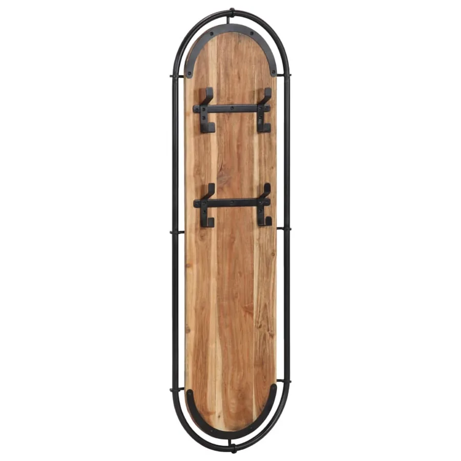 Porte-manteaux muraux et 4 crochets 2 pcs bois massif d'acacia - 2