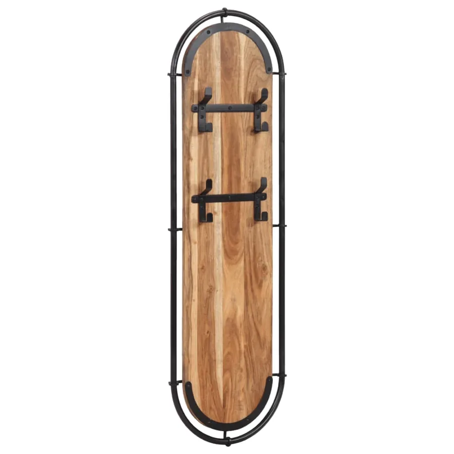 Porte-manteaux muraux et 4 crochets 2 pcs bois massif d'acacia - 3