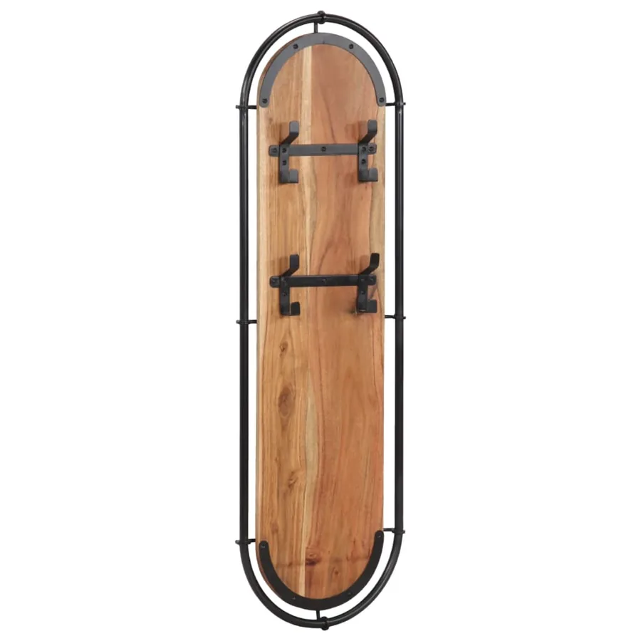 Porte-manteaux muraux et 4 crochets 2 pcs bois massif d'acacia - 4