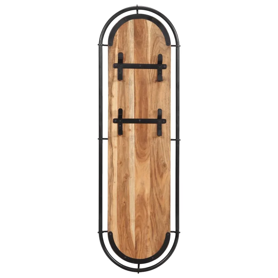 Porte-manteaux muraux et 4 crochets 2 pcs bois massif d'acacia - 5