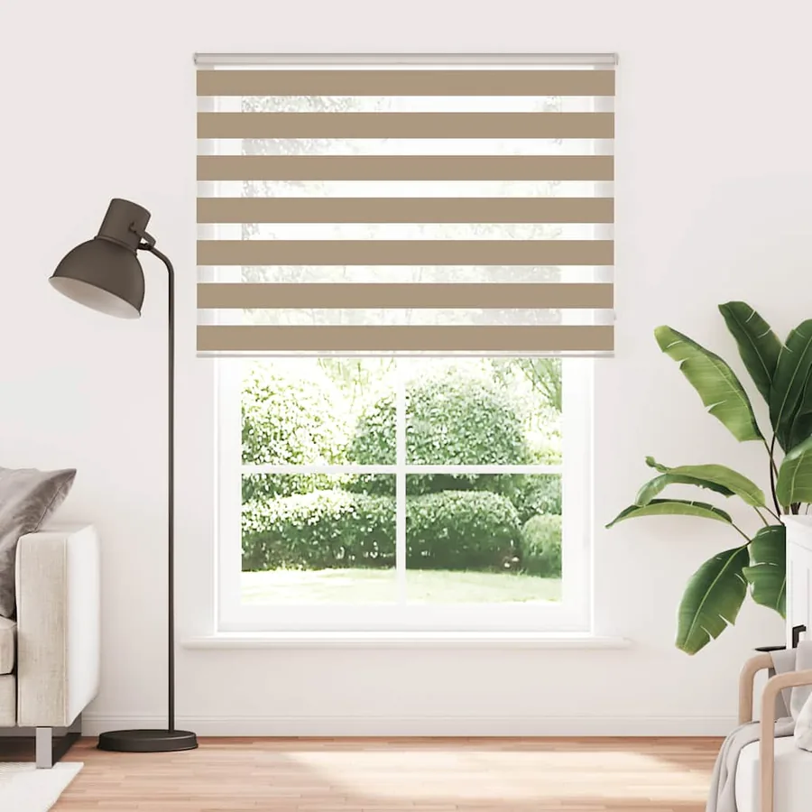 Store zèbre marron sable largeur du tissu 160,9 cm polyester - 2