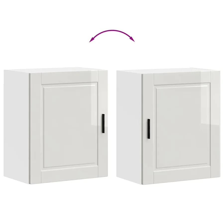 Armoire murale de cuisine Porto blanc brillant bois ingénierie - 9