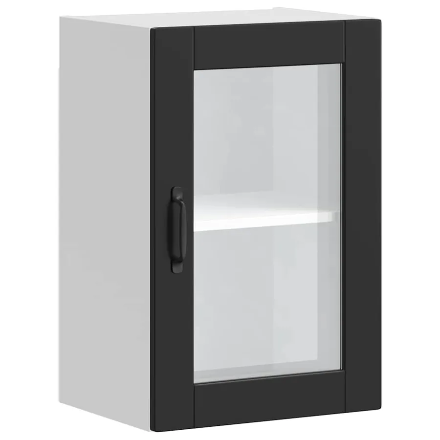 Armoire murale de cuisine avec porte en verre Porto noir - 2