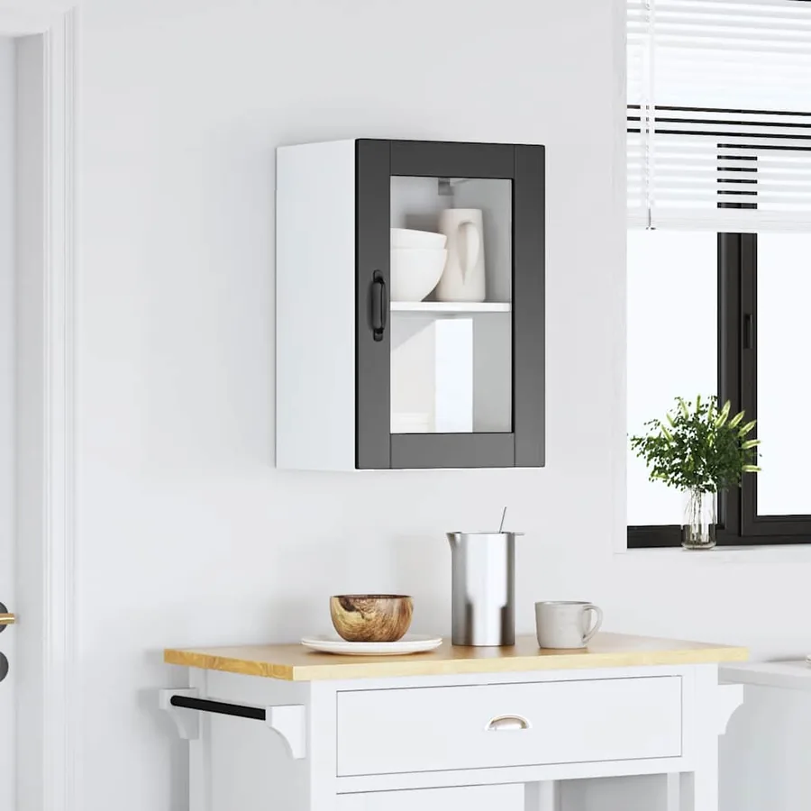 Armoire murale de cuisine avec porte en verre Porto noir - 3