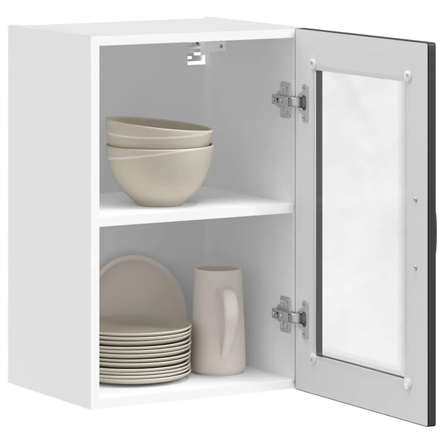Armoire murale de cuisine avec porte en verre Porto noir - 5