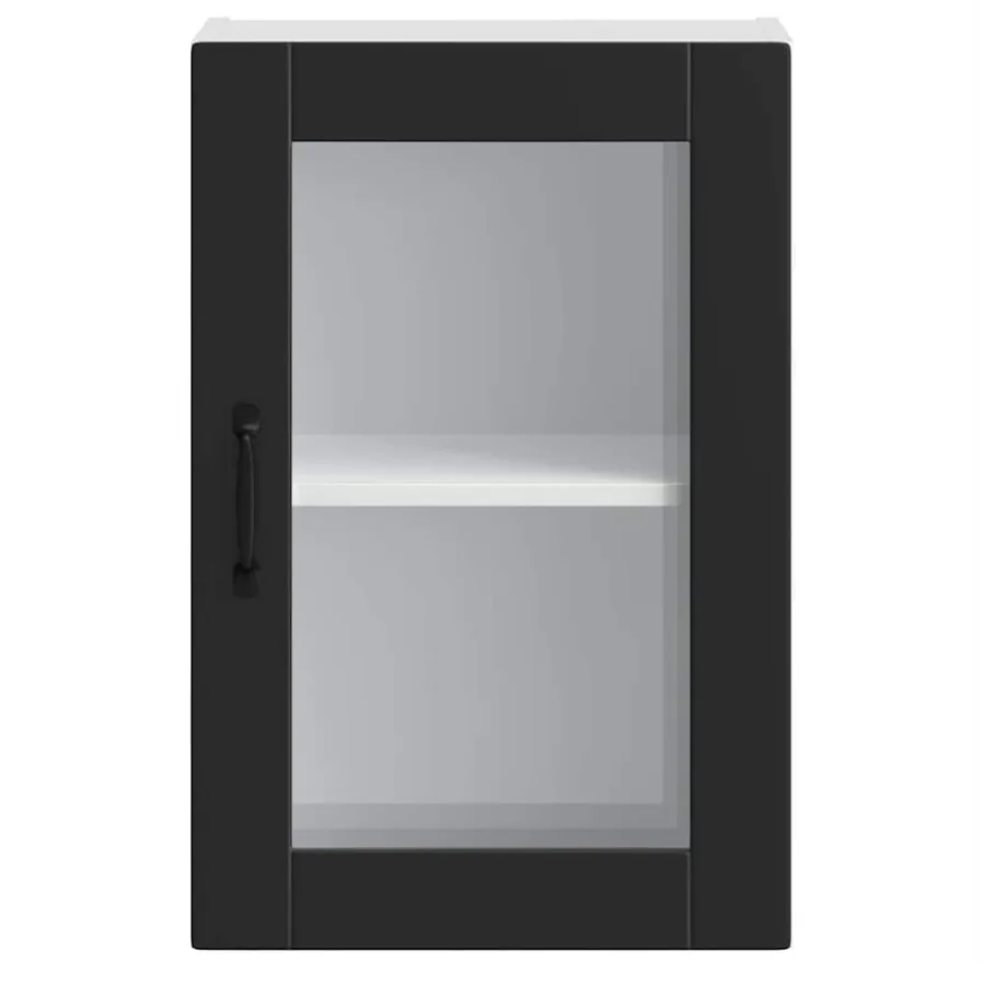 Armoire murale de cuisine avec porte en verre Porto noir - 6