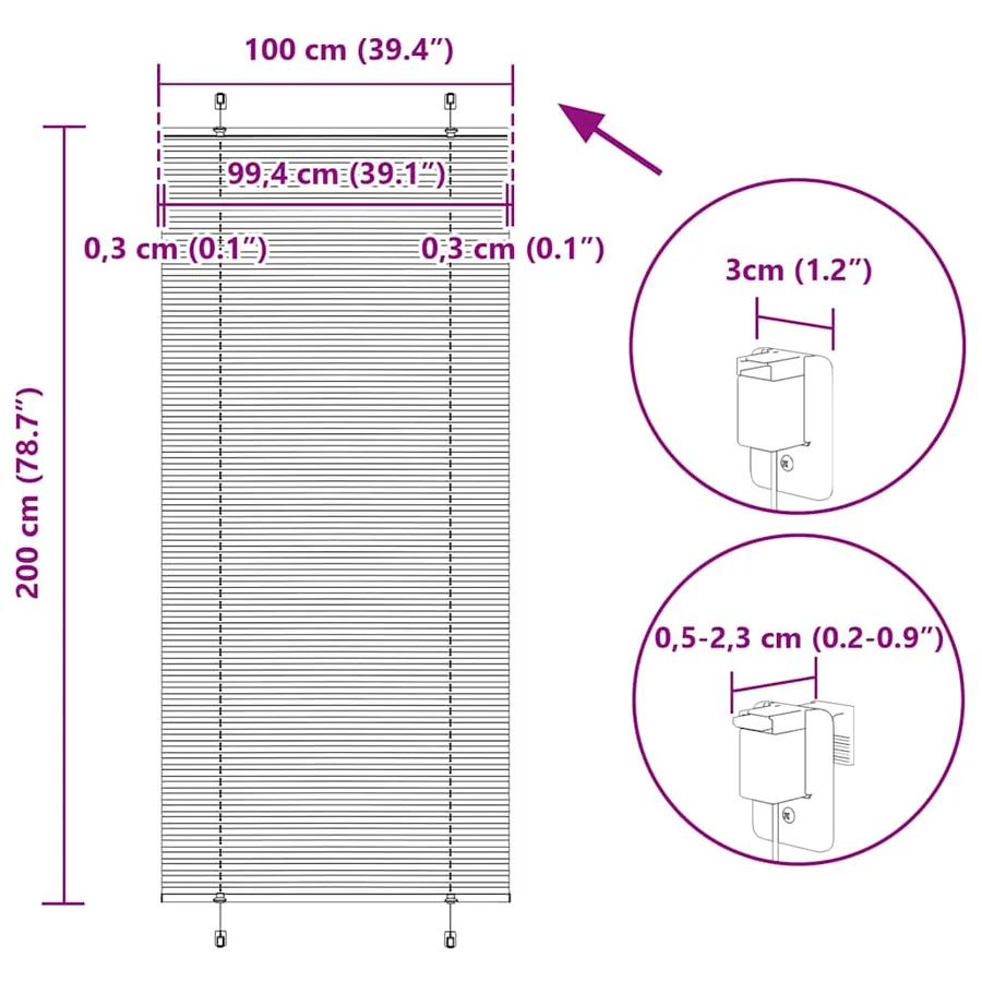 Store plissé crème 100x200cm largeur du tissu 99,4 cm polyester - 14