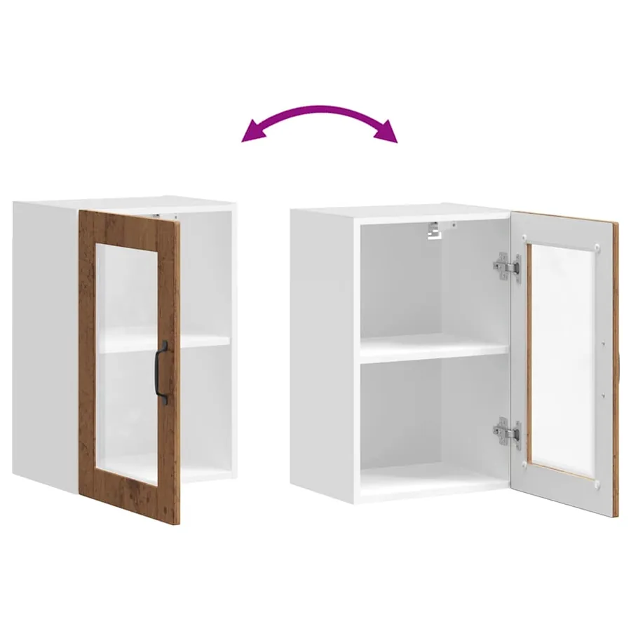 Armoire murale de cuisine avec porte en verre Porto vieux bois - 10