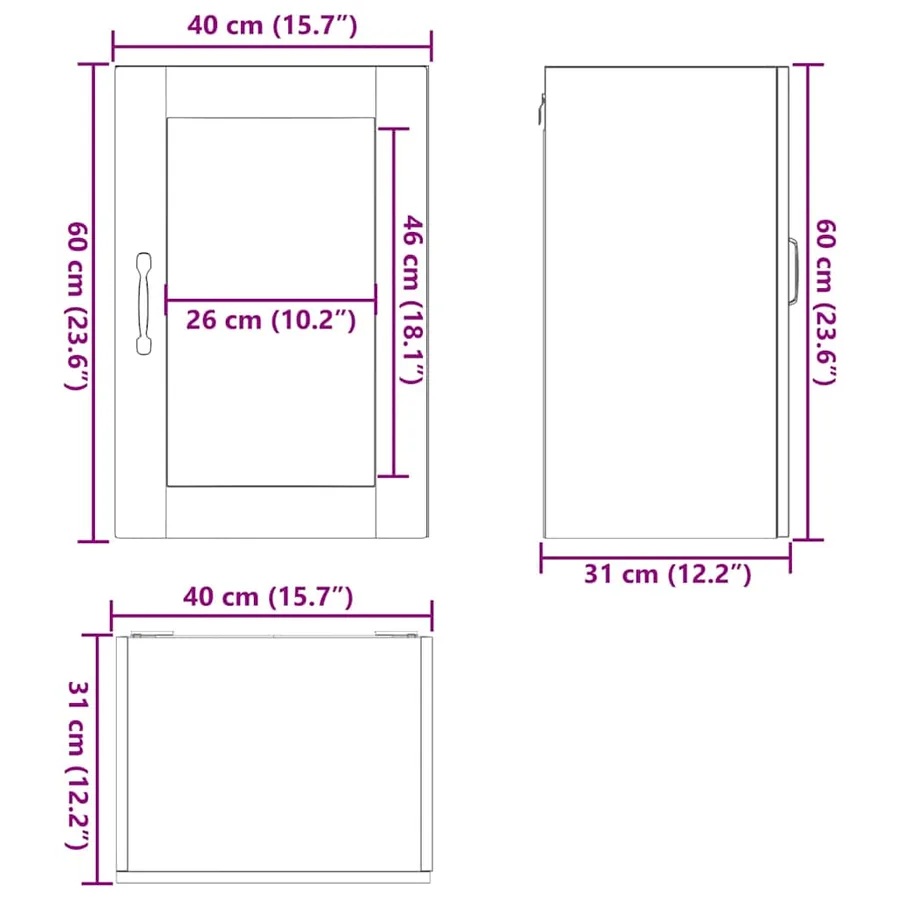 Armoire murale de cuisine avec porte en verre Porto vieux bois - 13