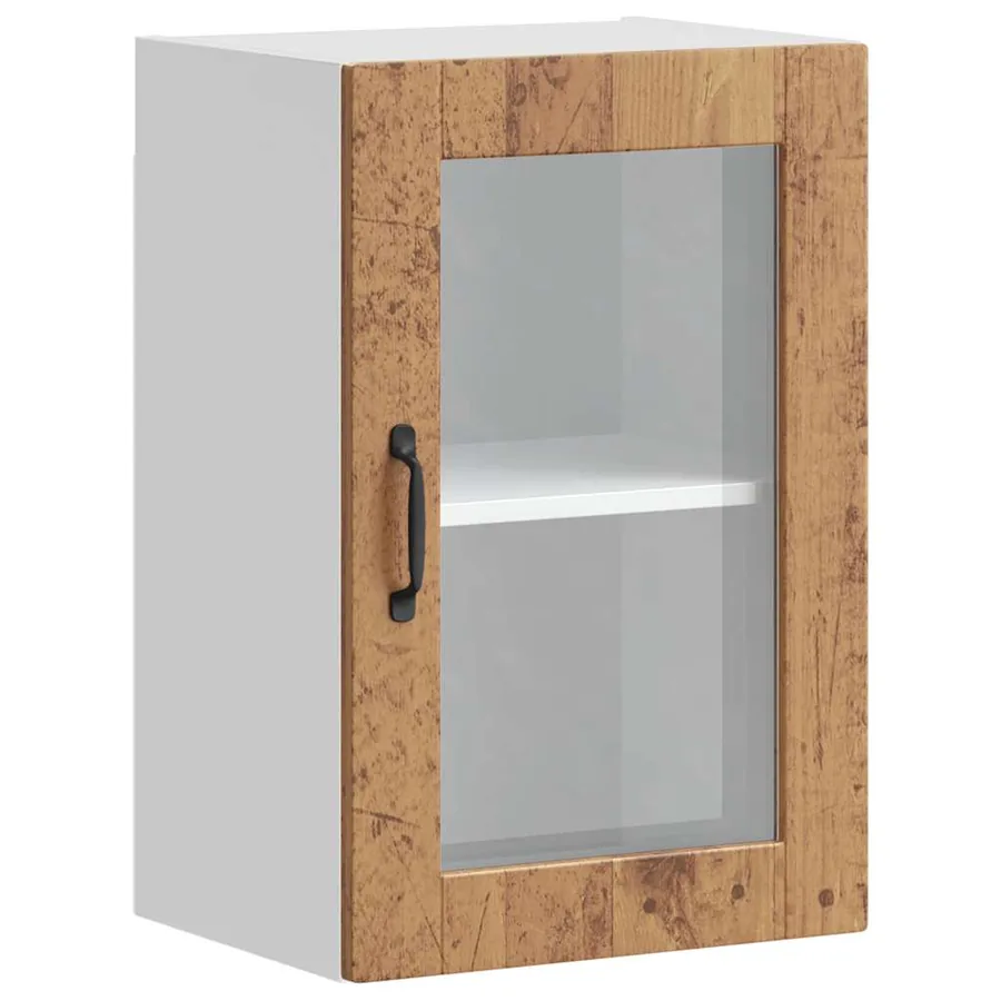 Armoire murale de cuisine avec porte en verre Porto vieux bois - 2