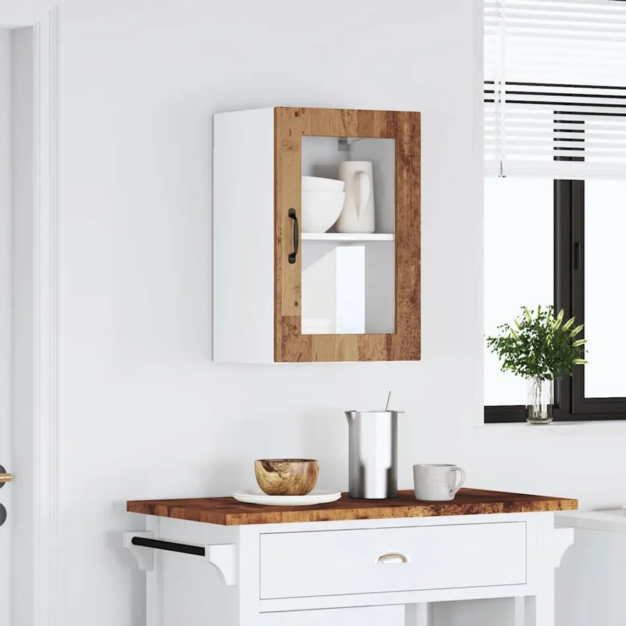Armoire murale de cuisine avec porte en verre Porto vieux bois - 3